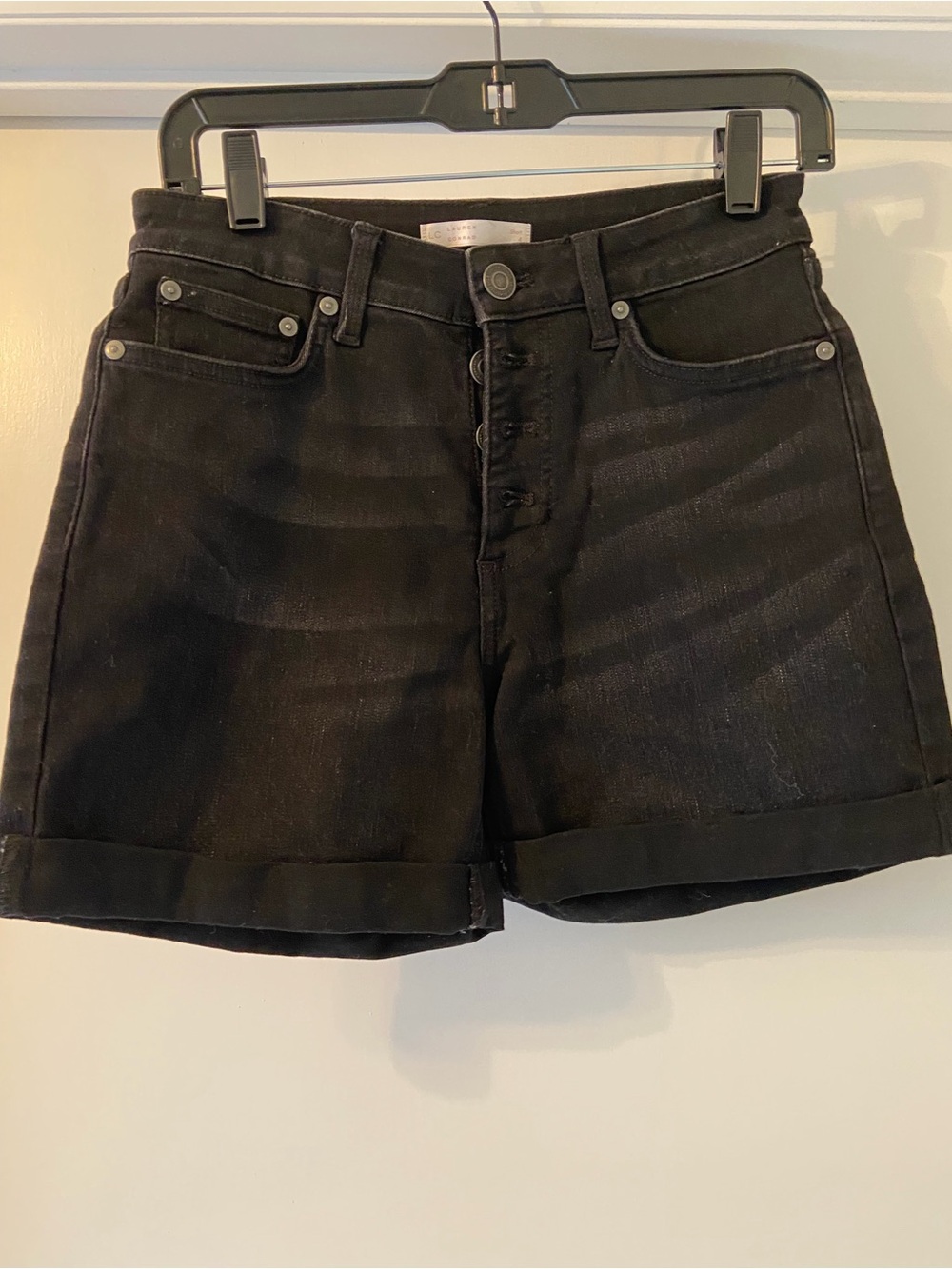 LC Lauren Conrad Black High-Rise Button-Fly Denim Shorts